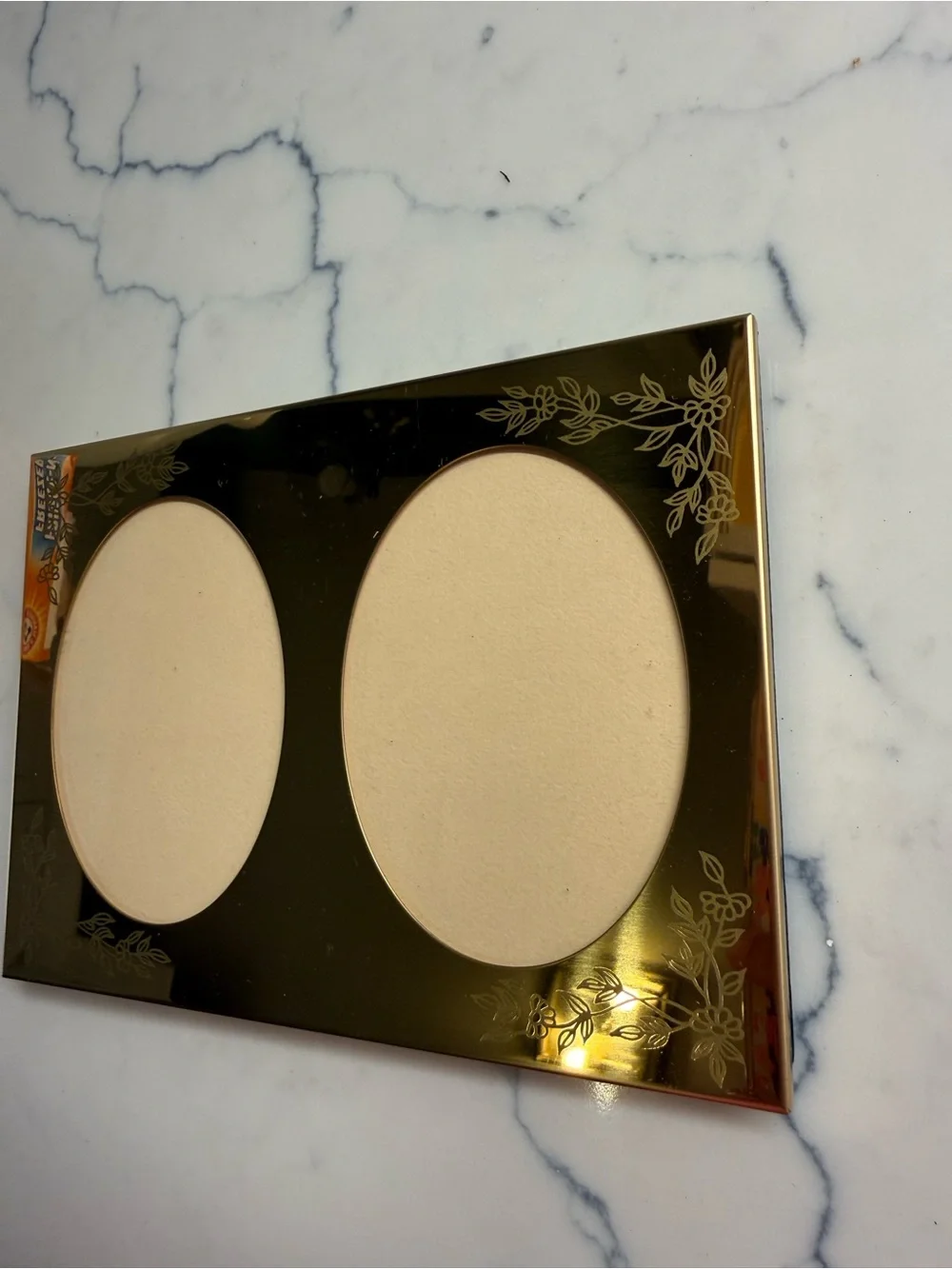 Brass Princess House Gold Double Oval Vanity Photo Frame Tray